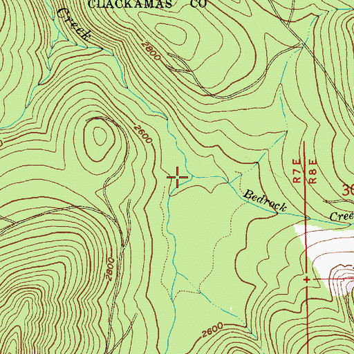 Topographic Map of Bedrock Creek, OR