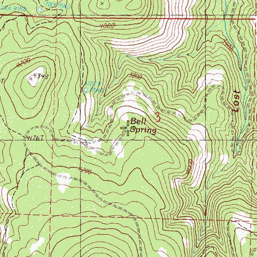 Topographic Map of Bell Spring, OR