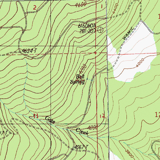 Topographic Map of Bell Spring, OR