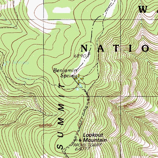 Topographic Map of Benjamin Spring, OR