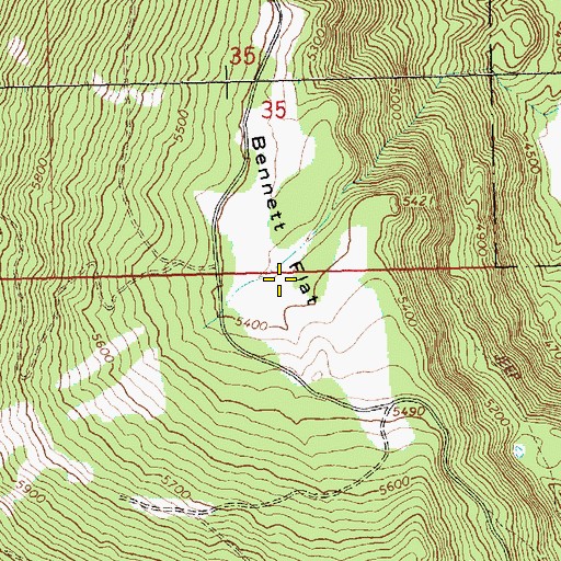 Topographic Map of Bennett Flat, OR