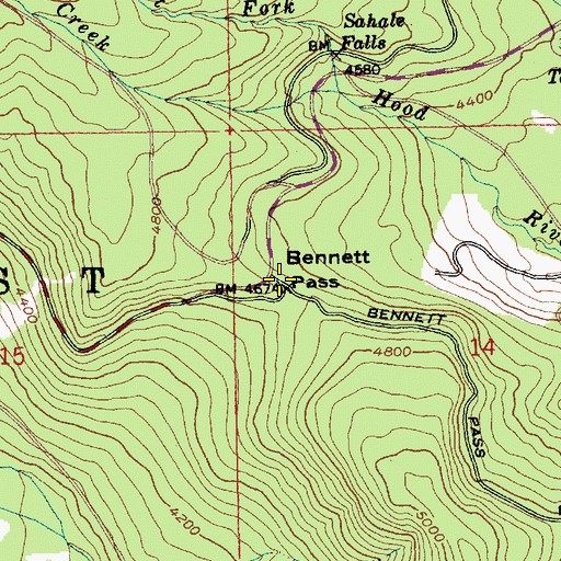 Topographic Map of Bennett Pass, OR