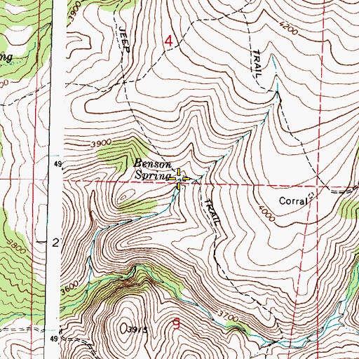 Topographic Map of Benson Spring, OR