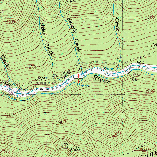 Topographic Map of Beverly Creek, OR