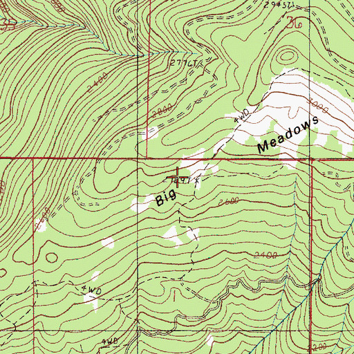 Topographic Map of Big Meadows, OR