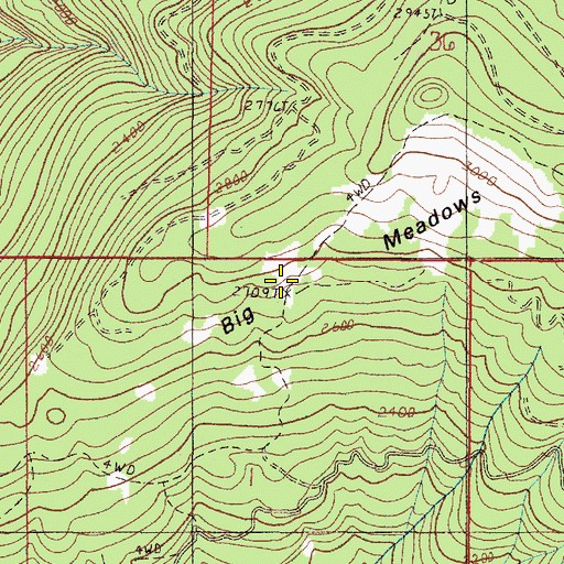 Topographic Map of Big Meadows, OR