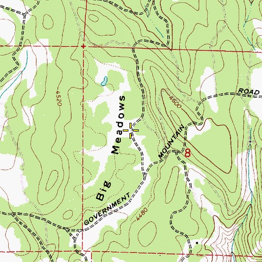 Topographic Map of Big Meadows, OR