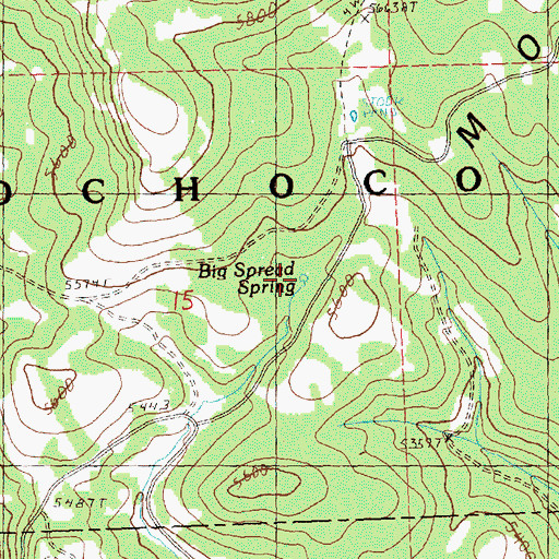 Topographic Map of Big Spread Spring, OR