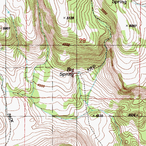 Topographic Map of Big Spring, OR