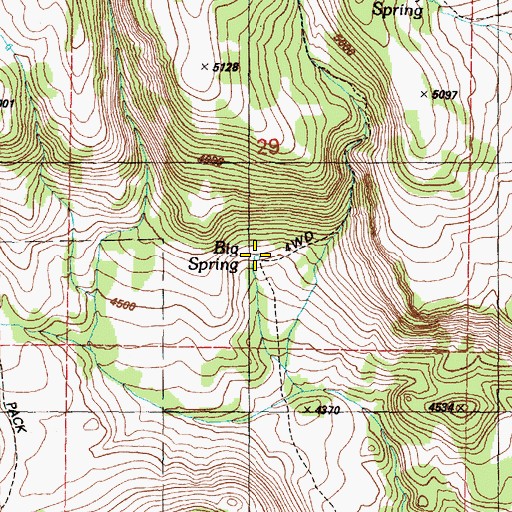 Topographic Map of Big Spring, OR