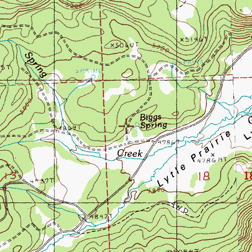 Topographic Map of Biggs Spring, OR