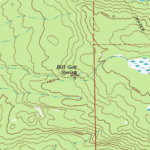 Topographic Map of Bill Gott Spring, OR