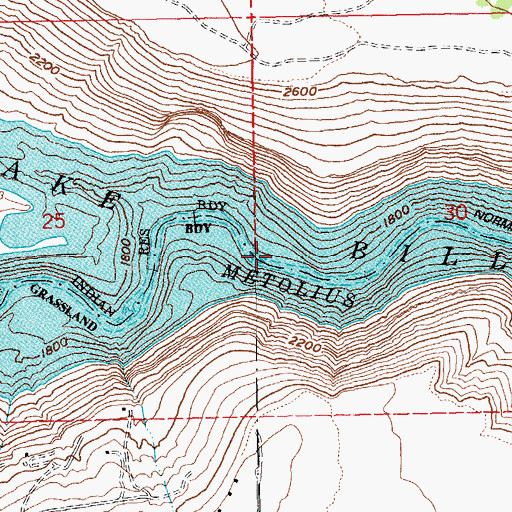 Topographic Map of Lake Billy Chinook, OR