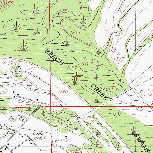 Topographic Map of Beech Creek Swamp, AL