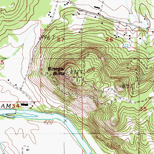 Topographic Map of Binegar Butte, OR