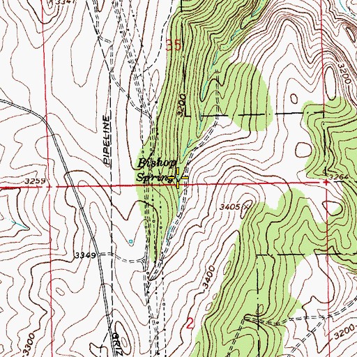 Topographic Map of Bishop Spring, OR