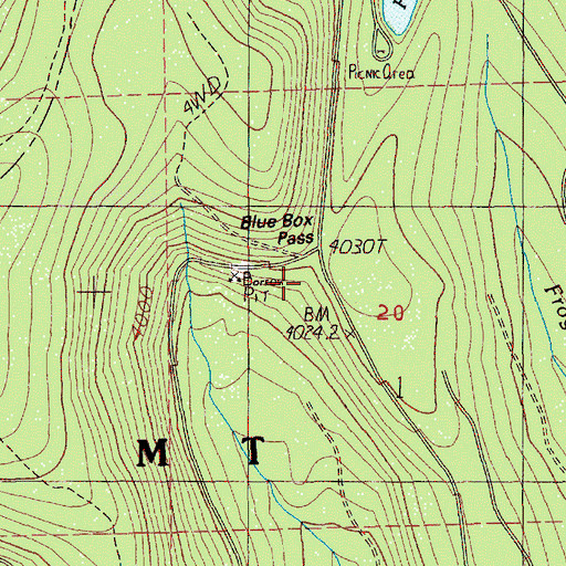 Topographic Map of Blue Box Pass, OR