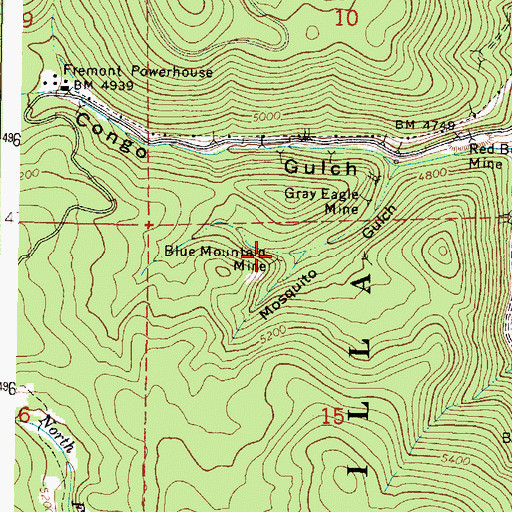 Topographic Map of Blue Mountain Mine, OR