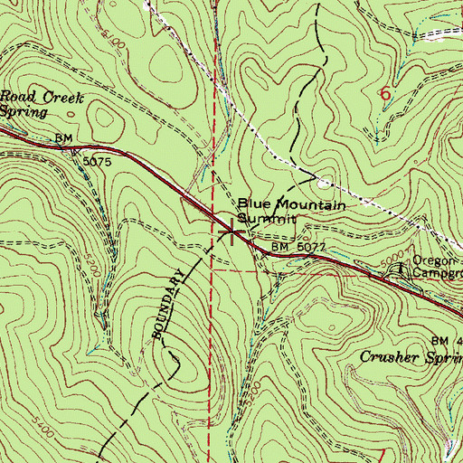 Topographic Map of Blue Mountain Summit, OR