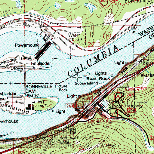 Topographic Map of Boat Rock, OR