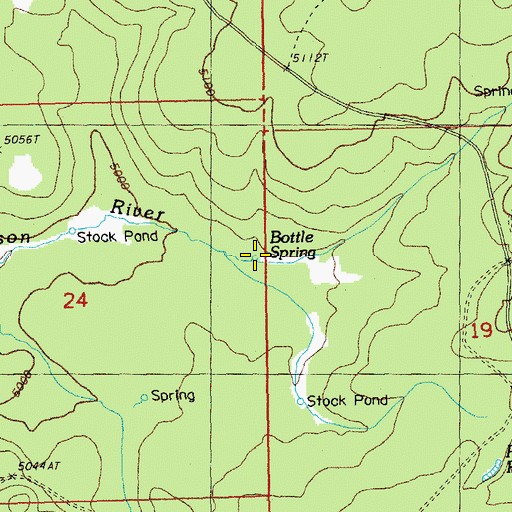 Topographic Map of Bottle Spring, OR