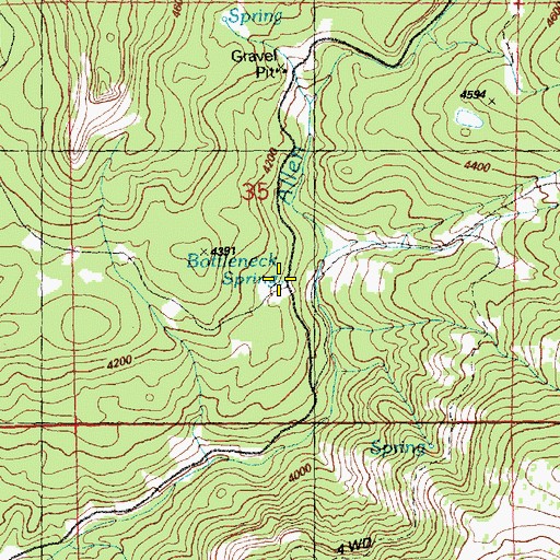 Topographic Map of Bottleneck Spring, OR