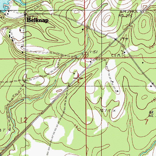 Topographic Map of Belknap, AL