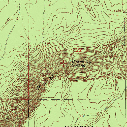 Topographic Map of Boundary Spring, OR