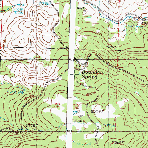 Topographic Map of Boundary Spring, OR