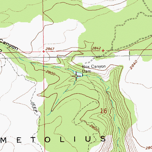 Topographic Map of Box Canyon Dam, OR