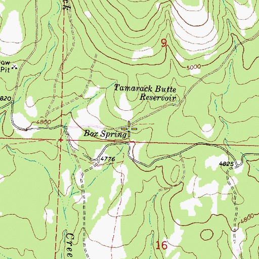 Topographic Map of Box Spring, OR