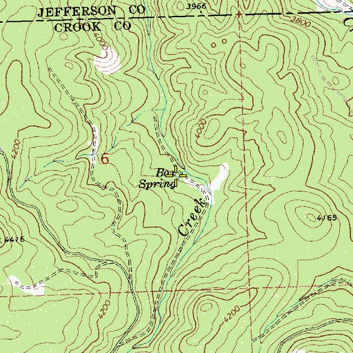 Topographic Map of Box Spring, OR