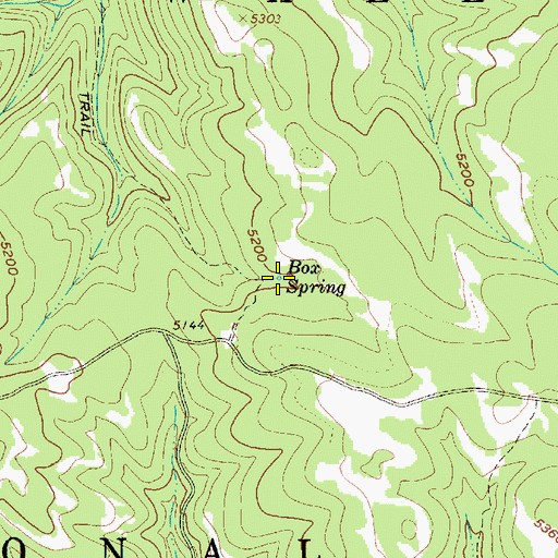 Topographic Map of Box Spring, OR