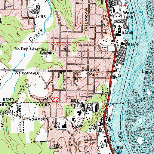 Topographic Map of Boynton Park, OR