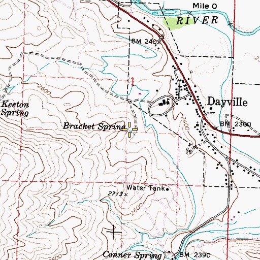 Topographic Map of Bracket Spring, OR