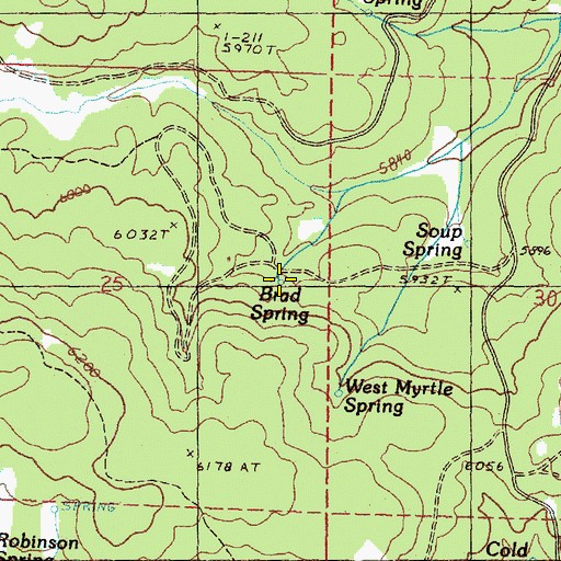 Topographic Map of Brad Spring, OR