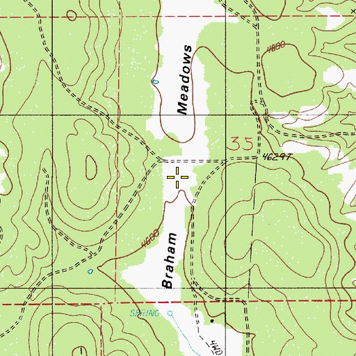 Topographic Map of Braham Meadows, OR