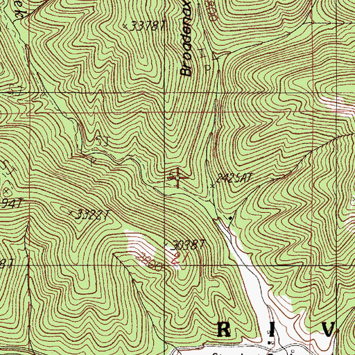 Topographic Map of Broadenaxe Gulch, OR