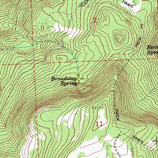 Topographic Map of Broadway Spring, OR