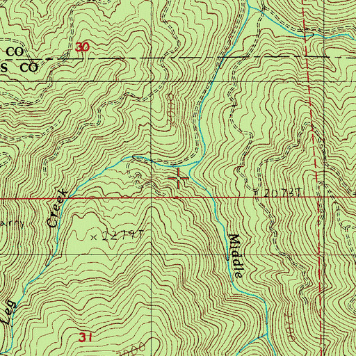 Topographic Map of Broken Leg Creek, OR