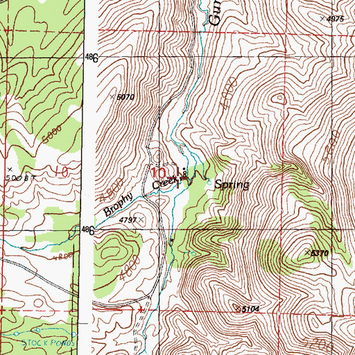 Topographic Map of Brophy Creek, OR