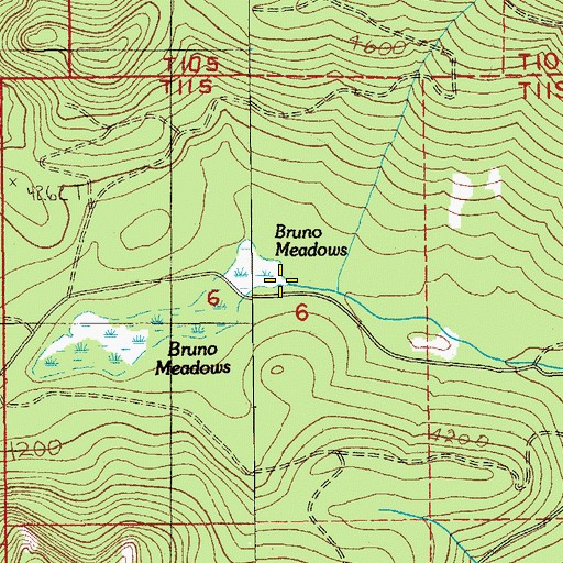 Topographic Map of Bruno Meadows, OR