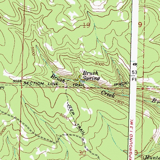 Topographic Map of Brush Spring, OR