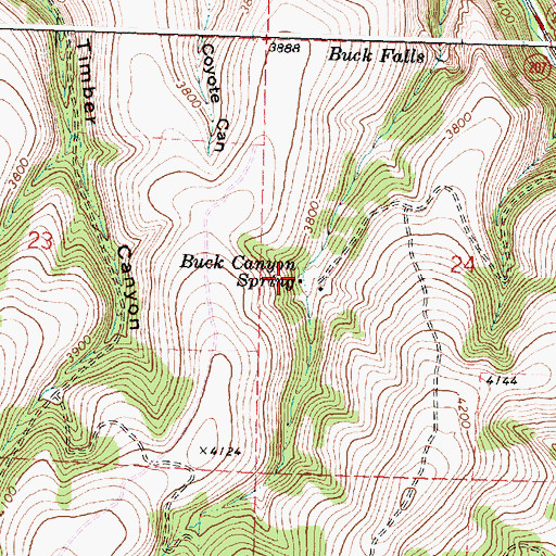 Topographic Map of Buck Canyon Spring, OR