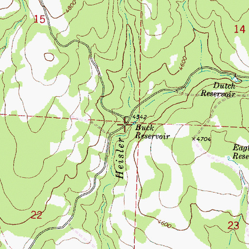 Topographic Map of Buck Reservoir, OR