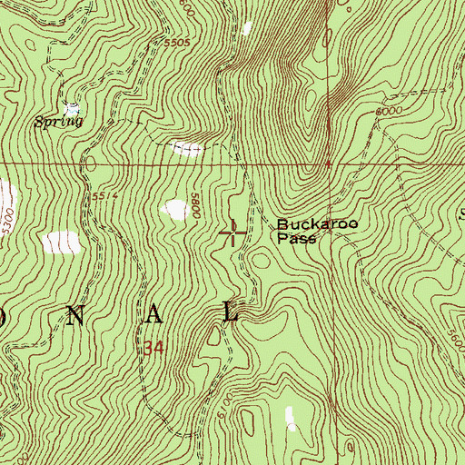 Topographic Map of Buckaroo Pass, OR