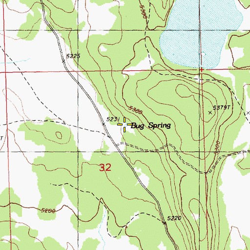 Topographic Map of Bug Spring, OR