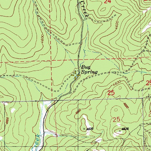 Topographic Map of Bug Spring, OR