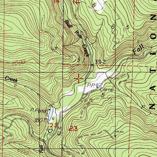 Topographic Map of Bull Run Creek, OR