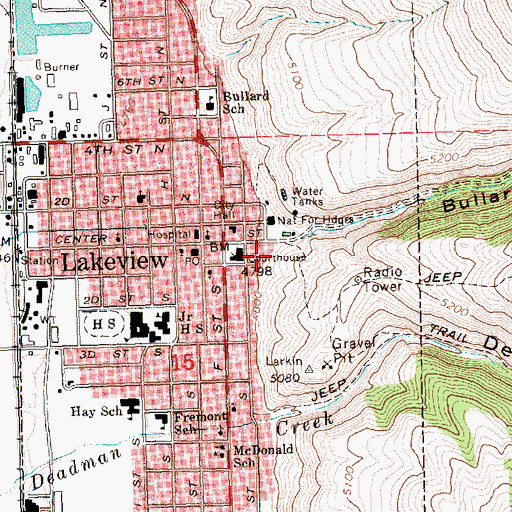Topographic Map of Bullard Canyon, OR